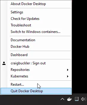 Docker icon on Windows task bar